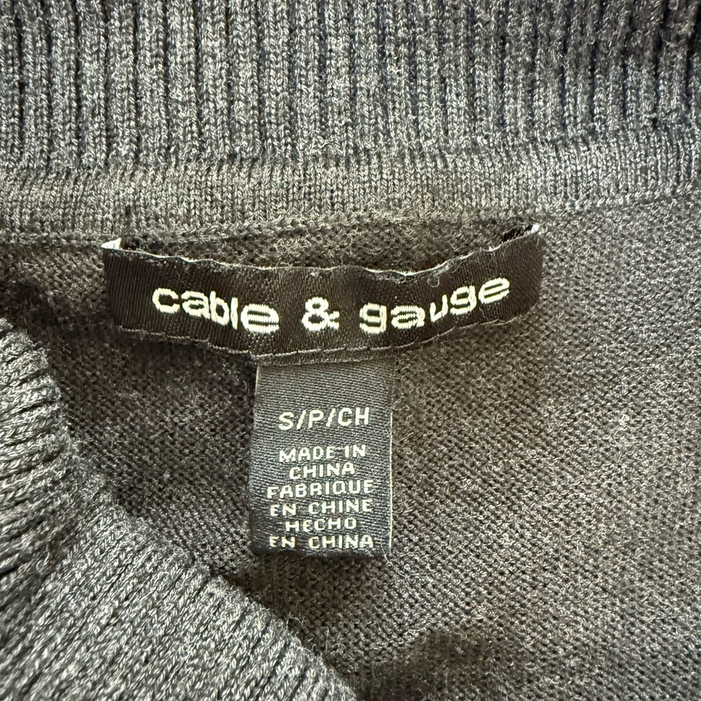Cable & Gauge Charcoal Gray Asymmetric Neck Sweater - Pearl Detail - Size S/P - Picture 3 of 8